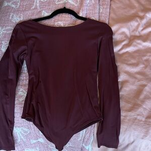 Babaton Deep Burgundy Long Sleeve Bodysuit